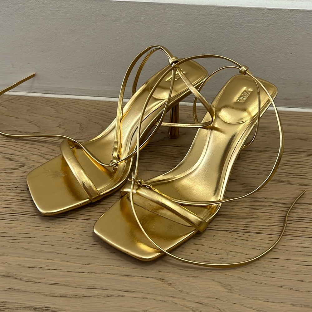 Gold Strappy Heels